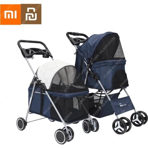 Xiaomi Portable Folding Pet Stroller Dogs Cats Cart Outdoor Travel Gear Go Out Comfortable Breathable Light Dog Car Pet Stroller