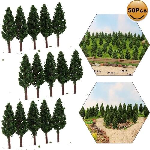 S4815 50pcs Model Pine Trees Deep Green For N Z Scale Layout 45mm New Model Railway Layout Miniature