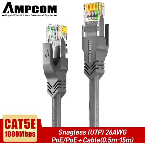 AMPCOM Cat5E Ethernet Cable, Internet Network LAN Patch Cords, High Speed Computer Wire & Rj45 Connectors for Router, Modem