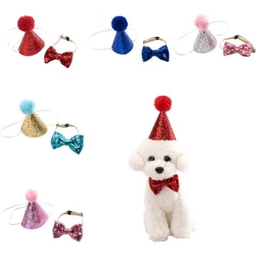 Dog Hat Cat Party Christmas Costume Headwear Small Dog Cap Birthday Bling Accessory Puppy Kitten Cute Collar Pet Accessories