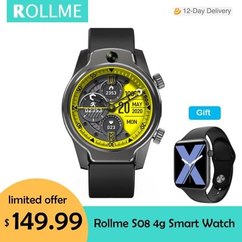 NEW Rollme S08 4G Smart Watch Phone IP68 50M Waterproof Dual 8.0MP Camera 4G LTE GPS Glonass + Rollme Air Pro Smartwatch for Men