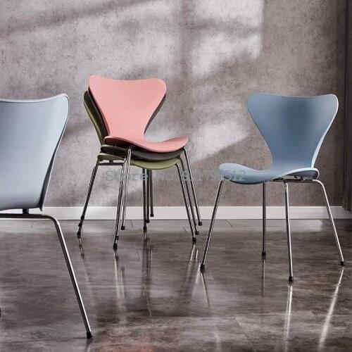 Chair back stool simple dining chair home Nordic light luxury wrought iron desk chair net celebrity conference casual makeup cha