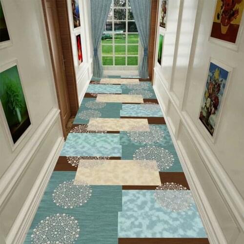 Fresh Green Hallway Carpets Long Hotel Corridor Carpet Party Aisle Rug Home Runners Decorative Anti-Slip Stair Carpet Door Mat