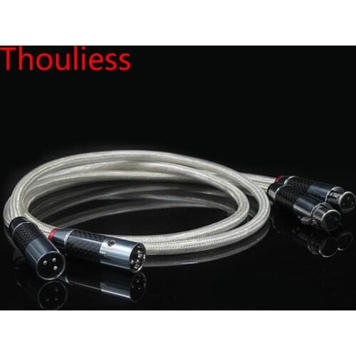 Thouliess HIFI Silver-plated QED Signature XLR Balanced Audio Cable 6N OFC 2XLR Interconnect Cable with Carbon Fiber XLR Plug