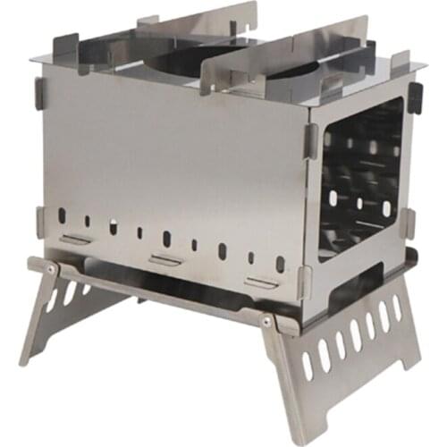 Outdoor Camping Barbecue Wood Stove Lightweight Windproof Hiking Picnic Folding Cooking Burner