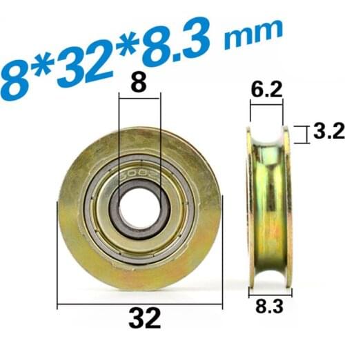 [U0832-8J]Free shipping 10PCS chrome steel U concave steel ball bearing Groove wheel U flute bearing 8*32*8.3mm