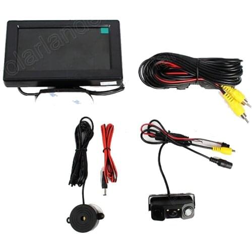 Hot sale 3 in1 Auto Video Parking Monitor 4.3 Inch Car Mirror Monitor With Rear View Camera and Parking Sensor 2 sensors