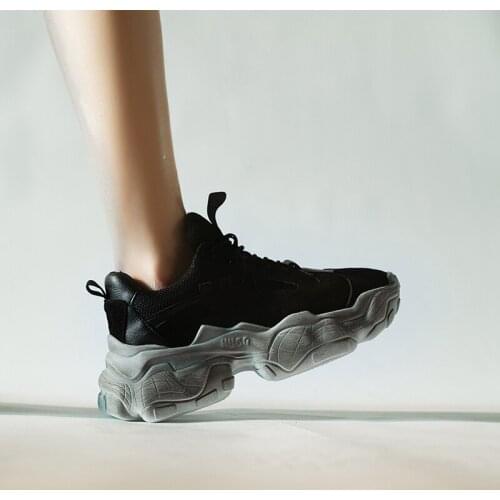 TheresaBella Women Chunky Sneakers Vulcanize Shoes Fashion New Female Black Pink Platform Thick Sole Running Casual Shoe Woman