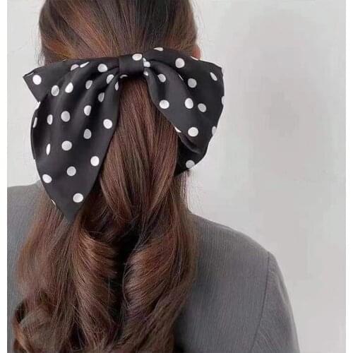 Black Point Girls Hair Barrettes Hair Clip For Women Fashion Bow Hair Clips Large Size Ponytail Hair Ropes New Hair Accessories