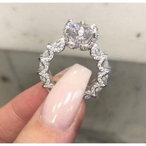 Vintage Flower Promise Finger Ring 925 Sterling Silver AAAAA cz Engagement Wedding Band Rings For Women Party Jewelry