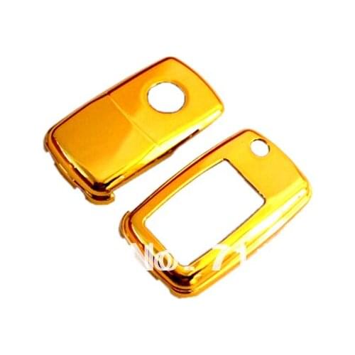 Hard Plastic Keyless Remote Key Fob Shell Protection Case Cover (Gold Chrome) For VW Volkswagen MK4 / MK5