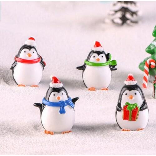 ZOCDOU 1 Piece Cute Christmas Hat Penguin Christmas Gift Happy Pinguino Ornament Small Statue Little Figurine Crafts Animal Deco