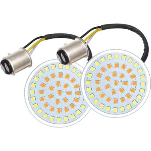 2 Inch LED Turn Signals Light, 1157 Amber Turn Signal Bulb White Running Light, 2 PCS Smoke Lens Cover Compatible for Softail Dy