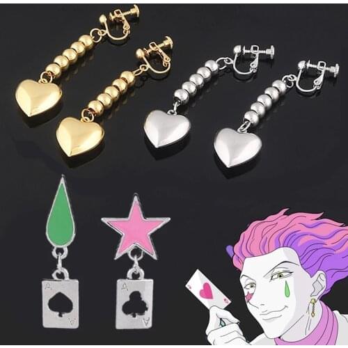 20PCS Anime HUNTER X HUNTER Hisoka Earrings Star Teardrop Poker Heart Pendant Earrings For Women Men Cosplay Jewelry Accessories