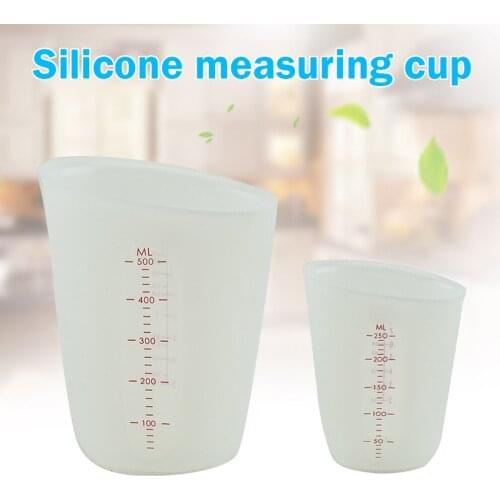 250ml/500ml Silicone Measuring Cup Jug Pour Spout Surface Kitchen Tool Supplies Quality Cup With Graduated Quality Kitchen
