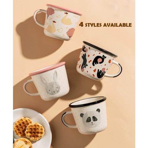 350ml Modern Cartoon Mug Cute Girl Cat Panda Ceramic Couple Cup High-value Nordic Office Kitchen Home Oat Breakfast Coffee Cup