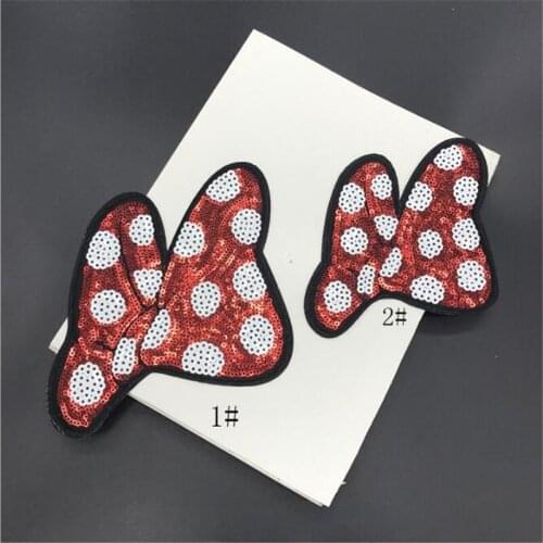 4Pc Bowknot Sequins Clothing Embroidery Patch Fabric Sticker Iron On Patch Craft Sewing Repair Embroidered BJ0397