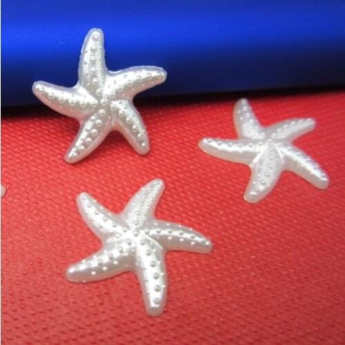Free Shipping Ivory 20mm 50Pcs Craft ABS Starfish Design Imitation Pearls Resin Scrapbook Beads Decorate Diy
