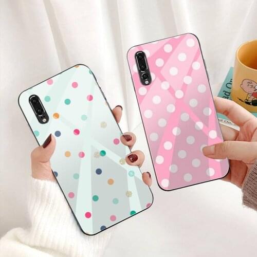 Polka Dots art Phone Case Tempered Glass For Huawei P30 P20 P10 lite honor 7A 8X 9 10 mate 20 Pro
