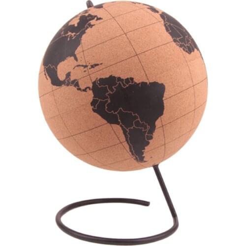 Cork Wood Rotating Globe Maps Toy Balls Home Office Decoration World Map Geography Map Globes Educational Toys