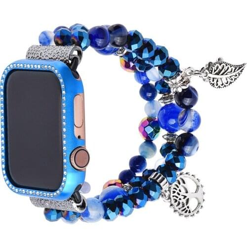 Etsy Women Jewelry Chain Crystal Bracelet For Apple Watch 38mm 40mm 42mm 44mm With Protective Case For iWatch Series 1 2 3 4 5