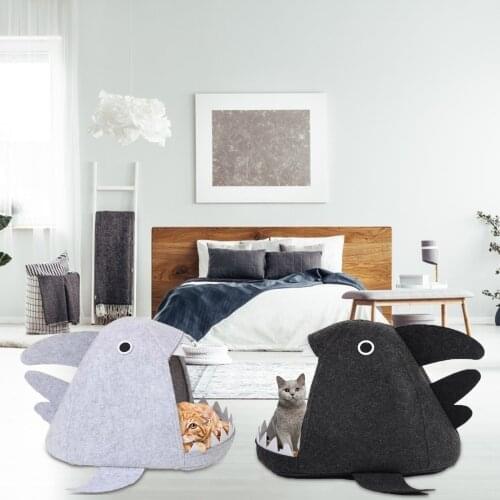 Shark Shape Bed For Medium Small Cat Cozy Nest With Cushion Mat Pet House Warm Soft Travel Home For Puppy Pet Supplies