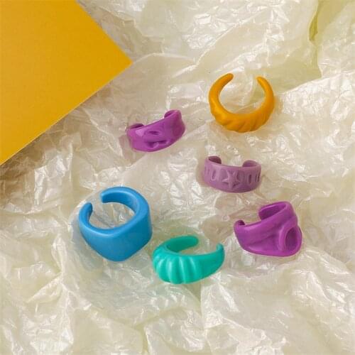 LJLGLY 17MM Statement Open Ring Korea Style Colorful Acrylic Resin Rings 2021 New Women Finger Jewelry Travel Best Accessories