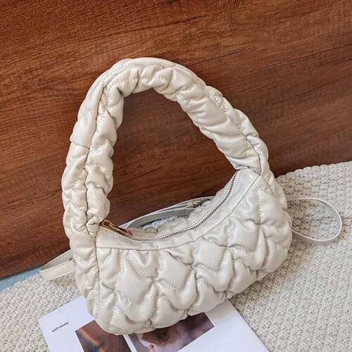 Fashion Pleated Armpit Shoulder Bag Soft PU Leather Crossbody Bags For Women 2021 Luxury Designer Clutch Purses And Handbags