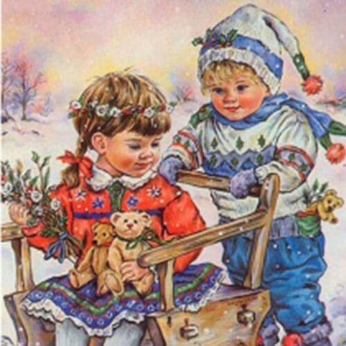 Warm Ski Sisters Figure Painting By Numbers For Kits HandPainted On Canvas With Framed Oil Picture Drawing Coloring By Number