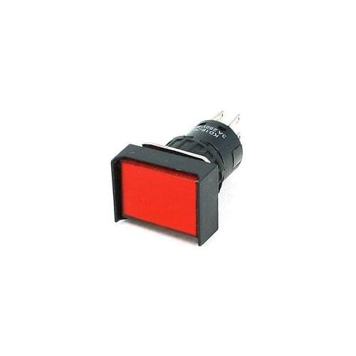 AC 250V 3A Red Rectangle Latching 16mm Thread Dia Push Button Switch