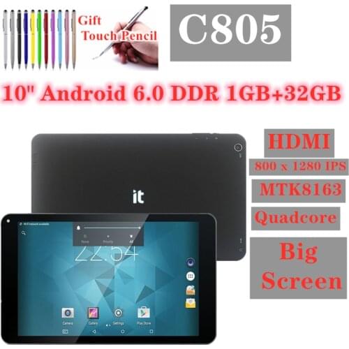 Glavey 10.1inch C805 MTK8163 Tablet Android 6.0 1GB+32GB Quad-Core 1280*800pixels WiFi Dual Camera Black Tablet PC