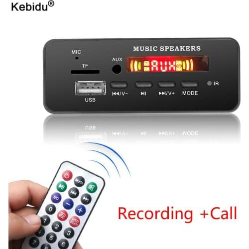 Color Screen DC 5V 12V MP3 WMA Decoder Board Module Wireless Bluetooth 5.0 USB SD/TF AUX FM Call Recording Audio For Car