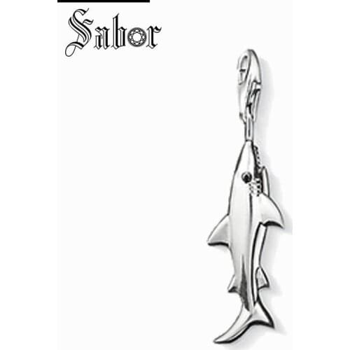 Thomas Shark Charm,2020 Jewelry For Men Boy Women Girls,womens Nautical Gift Silver color plated Fit Bracelet charms