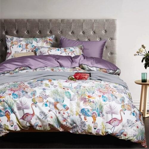 Egyptian cotton bed linen sheets Satin bedding sets duvet cover flower print girls pastoral princess bedspreads #sw