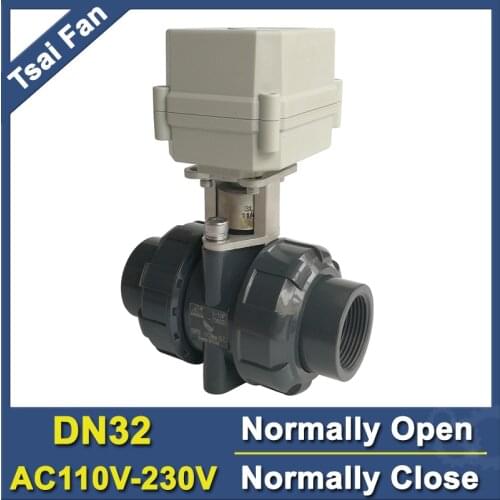 TF32-P2-C 2 Way DN32 PVC Metal Gear BSP/NPT 1-1/4'' Normally Open / Normally Close Valve 9V 12V 24V 10NM On/Off 15 Sec CE