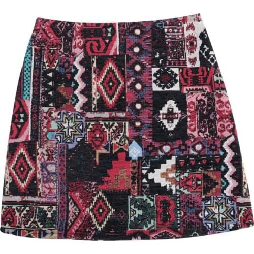 Abrini Cartoons Partern Skirts 2021 Fall Winter Women Bodycon A-line National Skirts Mini Wide Leg BOHO Vintage Mini Skirts Slim