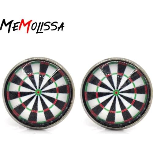 MeMolissa 1 pair wholesale cuff links for men Dart Board Cufflinks Round Glass Cufflinks for Mens Abotoadura