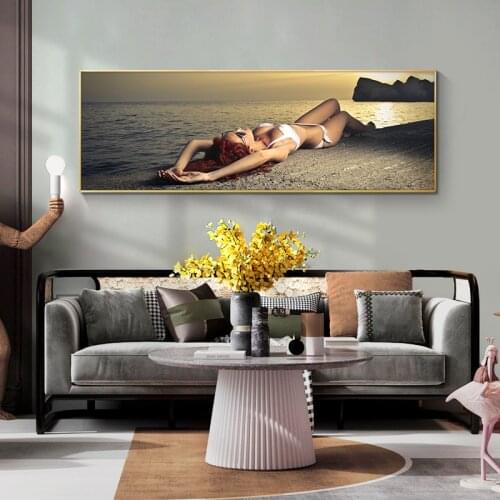 Modern Bikini Women In Beach Nude Woman Oil Painting on Canvas Posters and Prints Scandinavian Wall Art Picture for living room