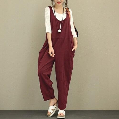 Womens Baggy Dungarees Playsuit Oversized Ladies Jumpsuit Trousers Pants Tank Overalls Loose Plus Size S-2XL Suit Drop Shipping