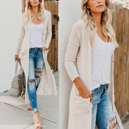 PEONFLY Long Cardigan Women Autumn Fashion Long Knitted Sweaters Female Oversized Tops Fall Casual Black Coat Split Clothing