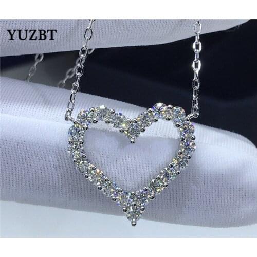 Women 18K White Gold Plated 5 Carat Gemstone Excellent Cut Diamond Test Past D Color Moissanite Forever Love Pendant Necklace