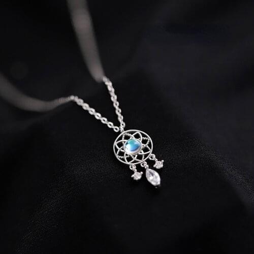 925 Sterling Silver Feather Pendant Necklace Pendant Rose Gold Dream Catcher Necklace Lady Jewelry