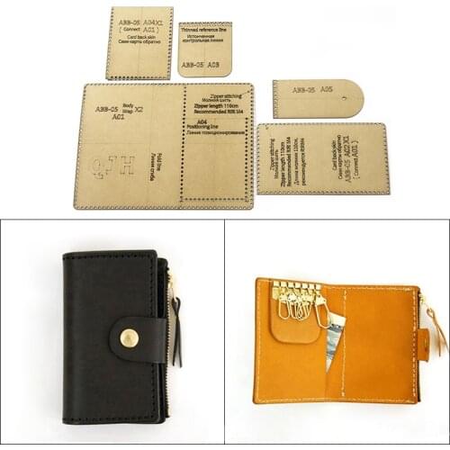 1Set DIY Kraft Paper Template New Stylish Simplicity Coin Purse Key Case Leather Craft Pattern DIY Stencil Sewing Pattern 8*11cm