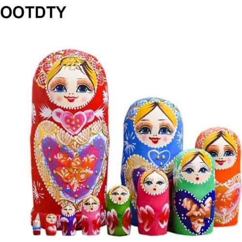10 Layers / Set Matryoshka Wooden Russian Nesting Doll Desktop DecorChildren Christmas Gifts