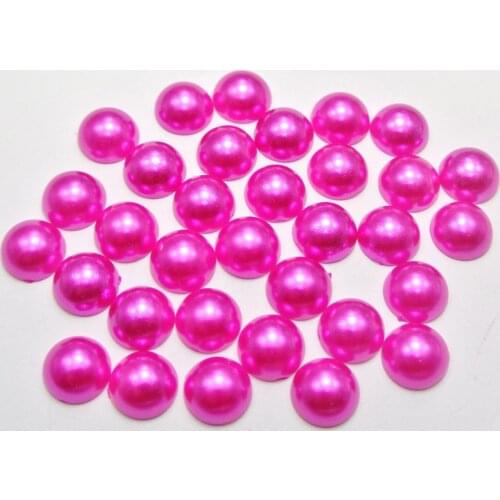 Hot Pink 100pcs Half Pearl Bead 12mm Flat Back Scrapbook imitation pearl diy Decoration