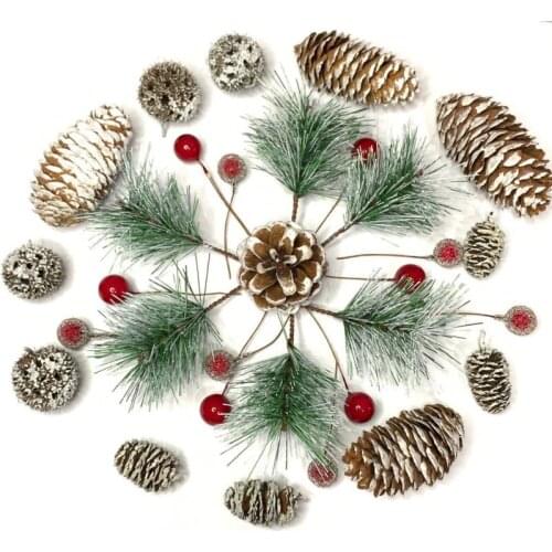 20PCS/pack Natural Pine Cone Dried Flower Pine Needles Branches For Christmas Party Decoration Shooting Accessories
