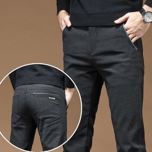 2021 Spring and Autumn New Men Casual Pants Thick Cotton and Linen Male Pant Straight Trousers Business Plus Size 28-38