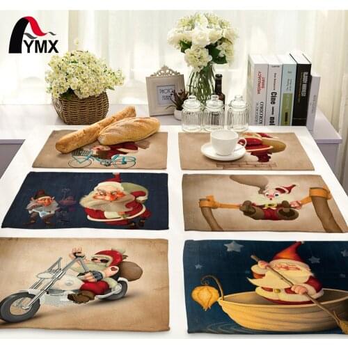 42*32cm Santa Claus Table Dinner Burlap Napkin Placemats For Wedding Party Home Decor Table Napkins Christmas Day