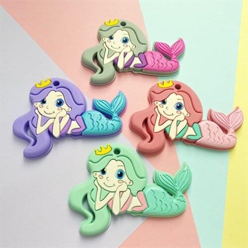 5/10 pcs silicone mermaid teether BPA free cartoon animal silicone beads DIY neonatal care pacifier chain bead accessories