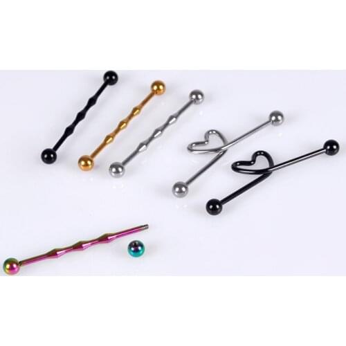 Lot 50pcs Free Shippment 14g Industrial Ear Barbells Body Jewelry Ear Piercing NEW